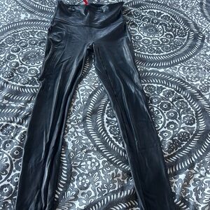 SPANX faux leather Shiny Black Leggings